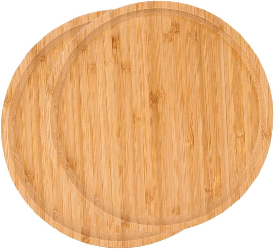 2 Pack Bamboo Tray 12 X 12 X 1 + 10 X 10 X 1 Inches Serving Tray Tea Tray Fruit Platters Dinner Plate Sour Candy Tray